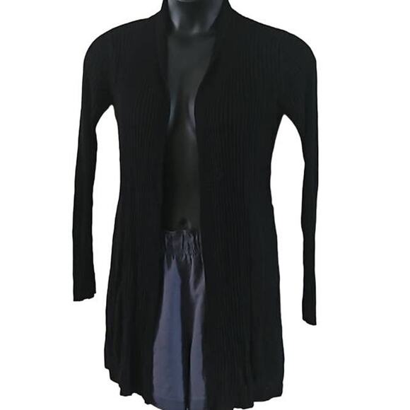 Afrm Shaylee Long Sleeve Open Front Ribbed Cardigan - Black - Size XS/S NWT - Picture 3 of 12